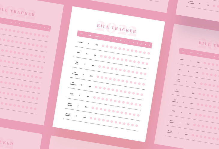 Ladystrategist Mimi Pink Annual Bill Tracker Printable and Editable Canva Template instagram canva templates social media templates etsy free canva templates