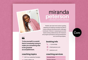 Ladystrategist Miranda Speaker One-Sheet Canva Template instagram canva templates social media templates etsy free canva templates