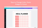 Ladystrategist Misty Rose Monthly Meal Plan Calendar Printable and Editable Canva Template instagram canva templates social media templates etsy free canva templates