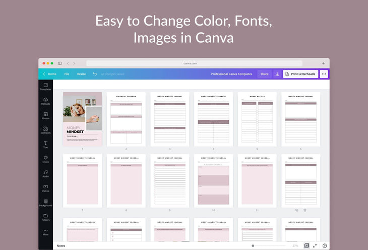 Ladystrategist Money Mindset Journal Canva Template instagram canva templates social media templates etsy free canva templates