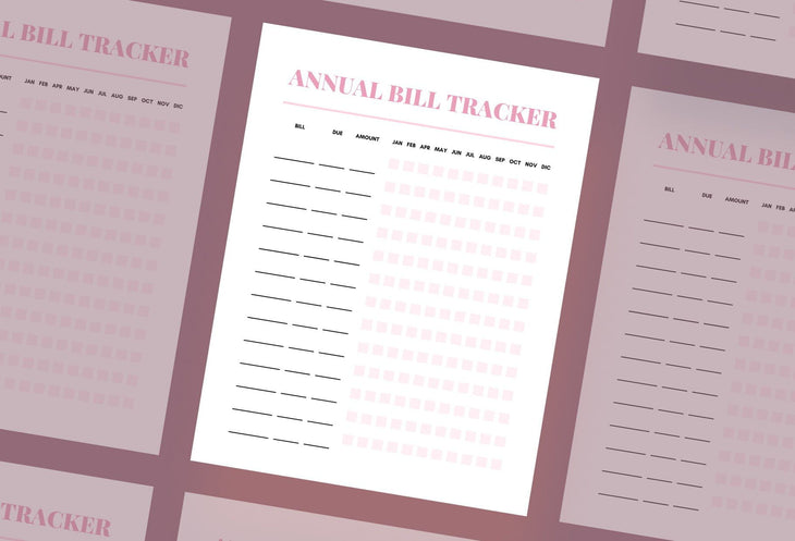 Ladystrategist Nadeshiko Pink Annual Bill Tracker Printable and Editable Canva Template instagram canva templates social media templates etsy free canva templates