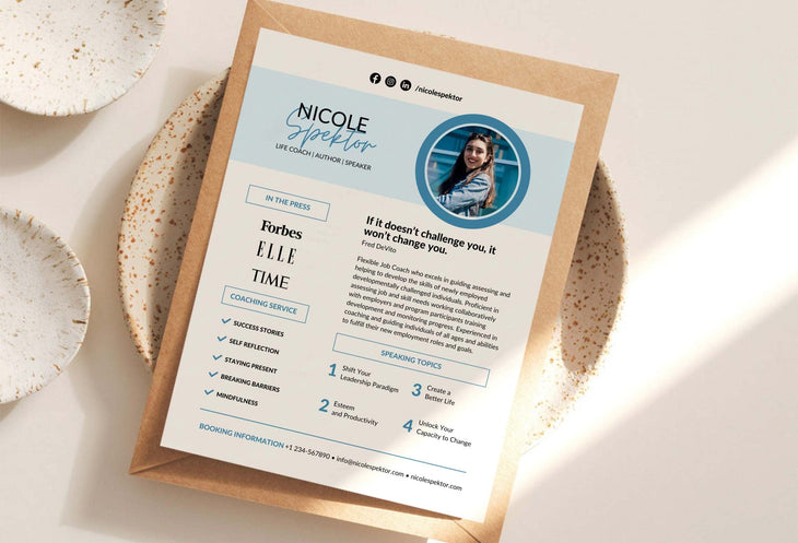 Ladystrategist Nicole Speaker One-Sheet Canva Template instagram canva templates social media templates etsy free canva templates