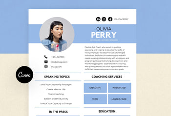 Ladystrategist Olivia Speaker One-Sheet Canva Template instagram canva templates social media templates etsy free canva templates