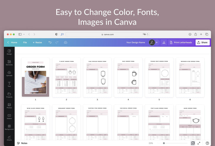 Ladystrategist Order Forms Canva Template Bundle instagram canva templates social media templates etsy free canva templates
