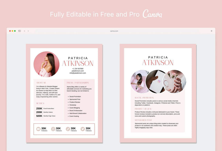 Ladystrategist Patricia Atkinson Media Kit Canva Template for Influencers instagram canva templates social media templates etsy free canva templates