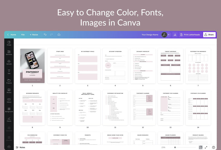 Ladystrategist Pinterest Planner Canva Template instagram canva templates social media templates etsy free canva templates