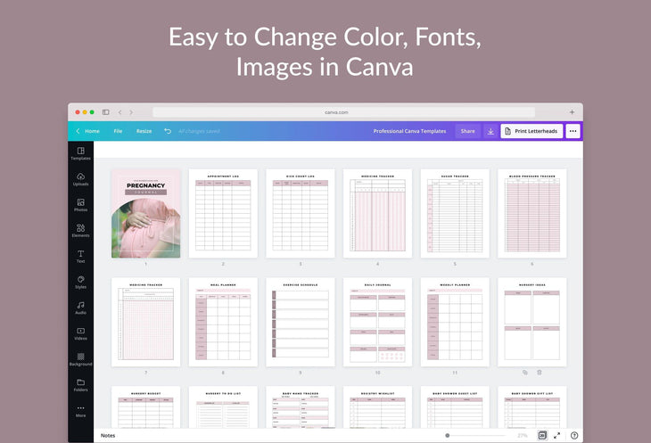 Ladystrategist Pregnancy Planner Canva Template instagram canva templates social media templates etsy free canva templates