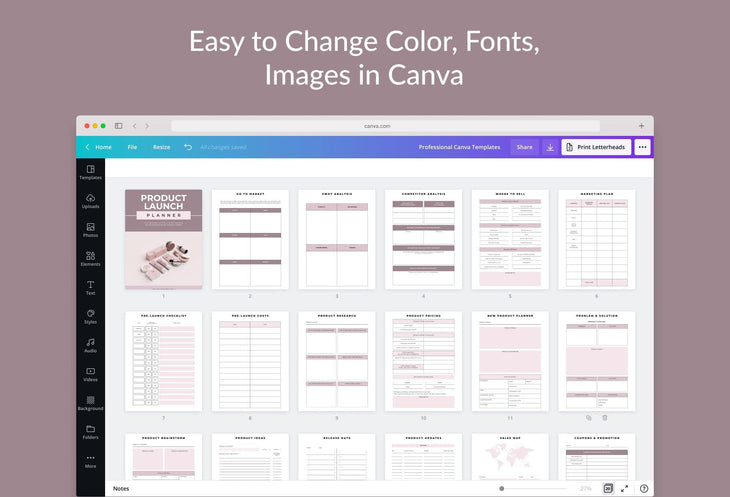 Ladystrategist Product Launch Planner Canva Template instagram canva templates social media templates etsy free canva templates