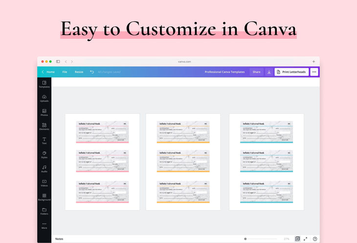 Ladystrategist Rajah Manifestation Check Printable and Editable Canva Template instagram canva templates social media templates etsy free canva templates
