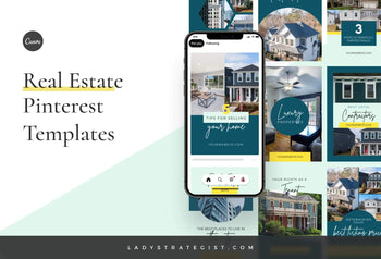 Ladystrategist Real Estate Pinterest Template instagram canva templates social media templates etsy free canva templates