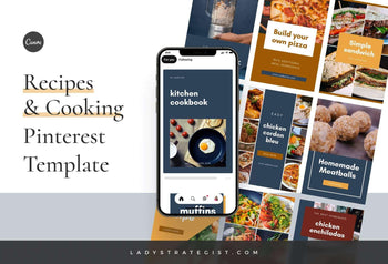 Ladystrategist Recipes and Cooking Pinterest Template instagram canva templates social media templates etsy free canva templates