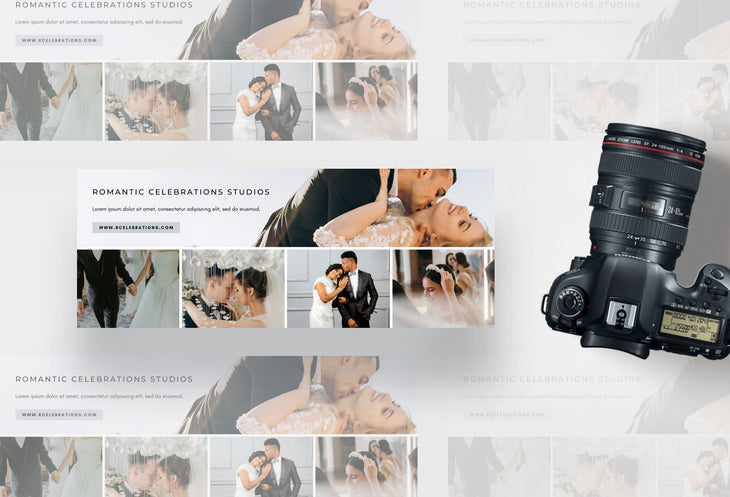 Ladystrategist Romantic Celebrations Studios Facebook Cover for Photographers Editable Canva Template instagram canva templates social media templates etsy free canva templates