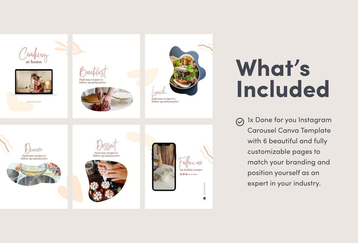 Ladystrategist Sam Food and Nutrition 6-Page Carousel Canva Template instagram canva templates social media templates etsy free canva templates