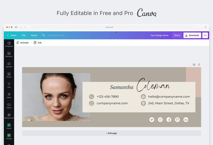 Ladystrategist Samantha Email Signature Template Editable Canva Template Rose Gold instagram canva templates social media templates etsy free canva templates