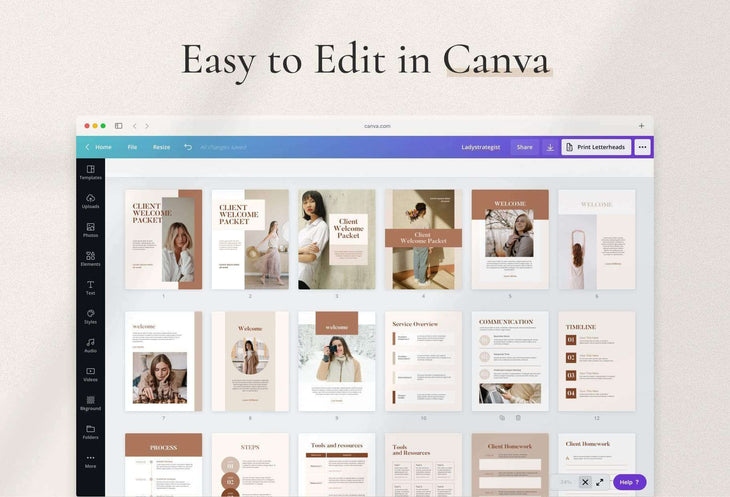 Ladystrategist Sand Client Welcome Packet instagram canva templates social media templates etsy free canva templates