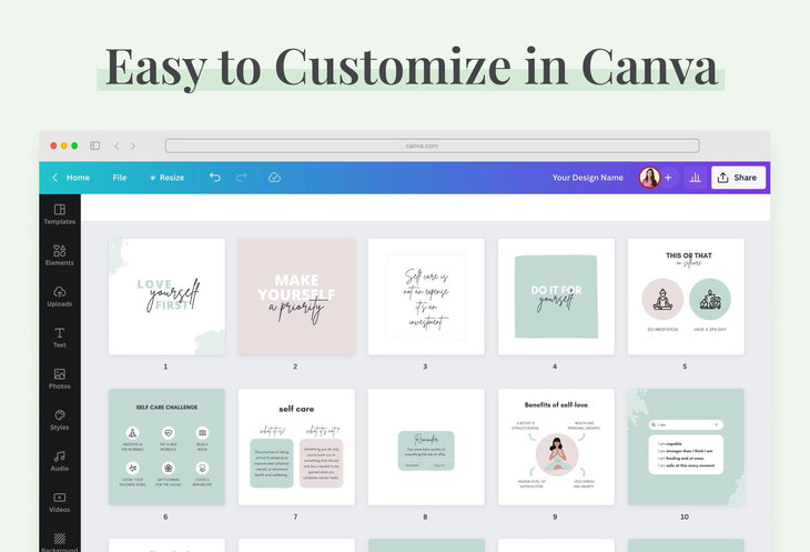 Ladystrategist Self Care Social Media Canva Templates instagram canva templates social media templates etsy free canva templates