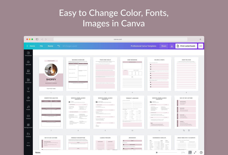 Ladystrategist Shopify Planner Canva Template instagram canva templates social media templates etsy free canva templates