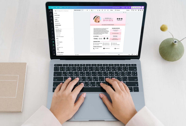 Ladystrategist Sophia Speaker One-Sheet Canva Template instagram canva templates social media templates etsy free canva templates