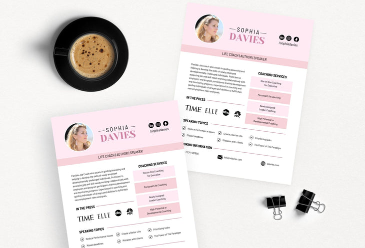 Ladystrategist Sophia Speaker One-Sheet Canva Template instagram canva templates social media templates etsy free canva templates