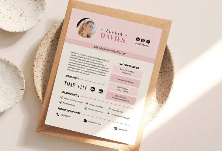Ladystrategist Sophia Speaker One-Sheet Canva Template instagram canva templates social media templates etsy free canva templates