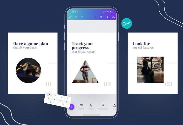 Ladystrategist Stella Fitness 6-Page Carousel Canva Template instagram canva templates social media templates etsy free canva templates