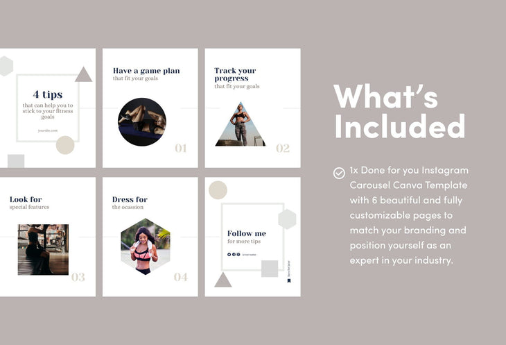 Ladystrategist Stella Fitness 6-Page Carousel Canva Template instagram canva templates social media templates etsy free canva templates