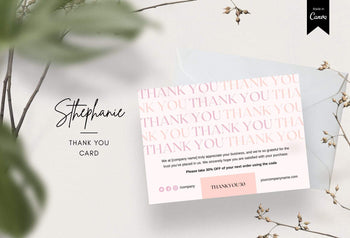 Ladystrategist Stephanie Printable Thank You Card Packaging Insert Note Canva Template instagram canva templates social media templates etsy free canva templates