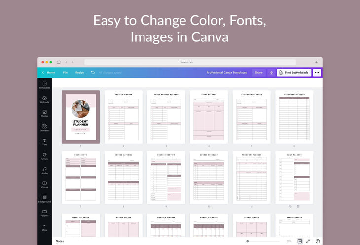 Ladystrategist Student Planner Canva Template instagram canva templates social media templates etsy free canva templates