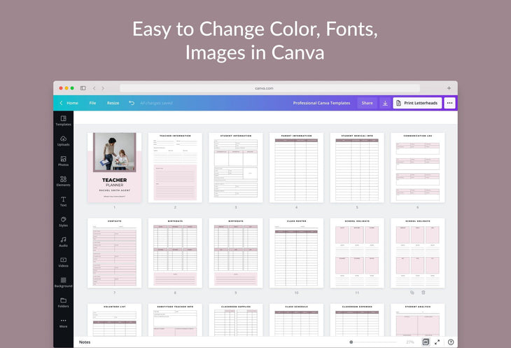 Ladystrategist Teacher Planner Canva Template instagram canva templates social media templates etsy free canva templates