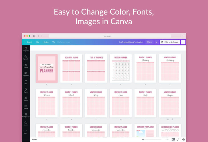 Ladystrategist The Ultimate Social Media Planner instagram canva templates social media templates etsy free canva templates