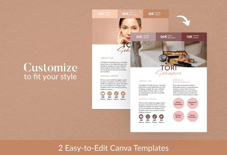 Ladystrategist Tori Media Kit Canva Template for Influencers instagram canva templates social media templates etsy free canva templates