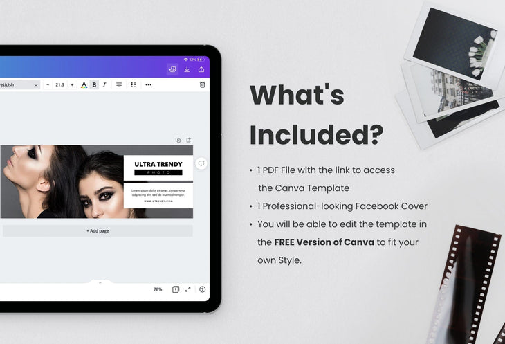 Ladystrategist Ultra Trendy Photo Facebook Cover for Photographers Editable Canva Template instagram canva templates social media templates etsy free canva templates