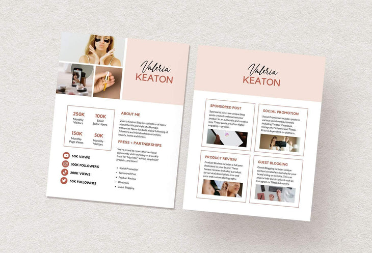 Ladystrategist Valeria Media Kit Canva Template for Influencers instagram canva templates social media templates etsy free canva templates