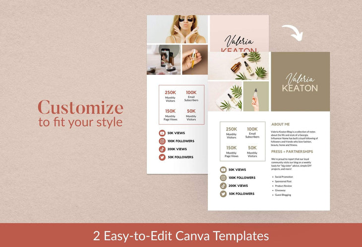 Ladystrategist Valeria Media Kit Canva Template for Influencers instagram canva templates social media templates etsy free canva templates