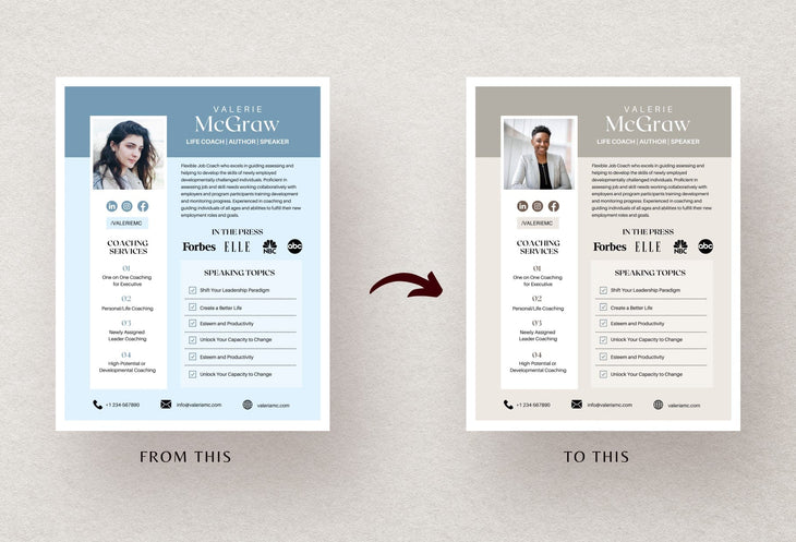 Ladystrategist Valerie Speaker One-Sheet Canva Template instagram canva templates social media templates etsy free canva templates