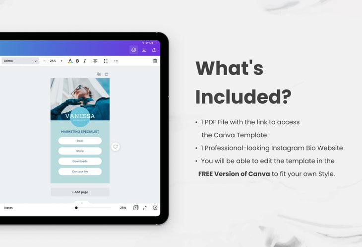 Ladystrategist Vanessa Instagram Link in Bio Canva Landing Page Website instagram canva templates social media templates etsy free canva templates