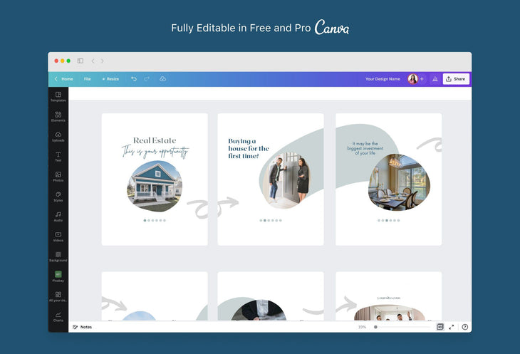 Ladystrategist Violet Real Estate 6-Page Carousel Canva Template instagram canva templates social media templates etsy free canva templates