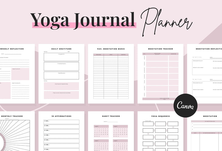 Ladystrategist Yoga Printable and Editable Journal Canva Template instagram canva templates social media templates etsy free canva templates