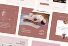 Ladystrategist YOGA Rose - 97 Done-for-You Yoga Instagram Posts - Fully Editable Canva Templates instagram canva templates social media templates etsy free canva templates